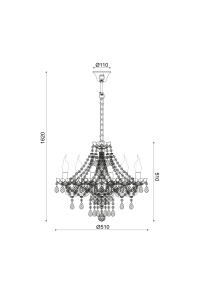 ПОЛИЛЕЙ ACA LIGHTING / PENDANT 6XE14 CLEAR CRYSTAL + CHROME METAL Φ51×H162CM GLADIOLO