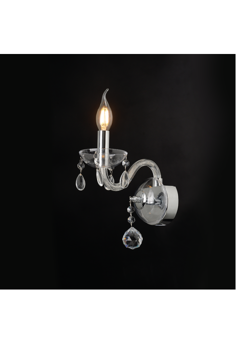 NETTO WALL LUMINAIR 1XE14 CLEAR CRYSTAL + CHROME METAL 20X32CM TULIA