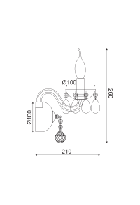 NETTO WALL LUMINAIR 1XE14 CLEAR CRYSTAL + CHROME METAL 20X32CM TULIA