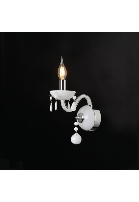 NETTO WALL MOUNTED LUMINAIR 1XE14 WHITE CRYSTAL + CHROME METAL 20X32CM TULIA