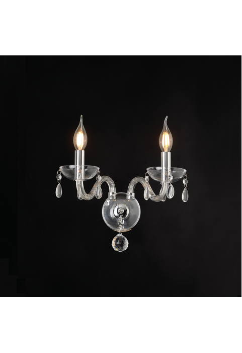 NETTO WALL LUMINAIR 2XE14 CLEAR CRYSTAL + CHROME METAL 38X31CM TULIA