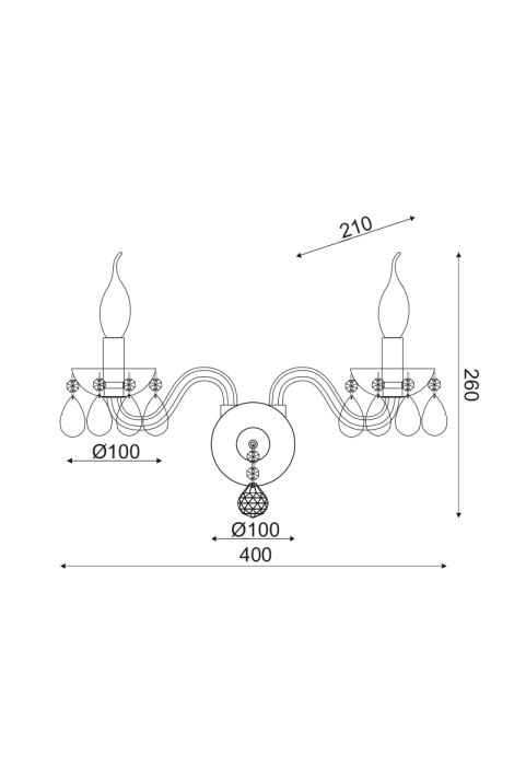 NETTO WALL LUMINAIR 2XE14 CLEAR CRYSTAL + CHROME METAL 38X31CM TULIA