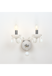 NETTO WALL MOUNTED LUMINAIR 2XE14 WHITE CRYSTAL + CHROME METAL 38X31CM TULIA