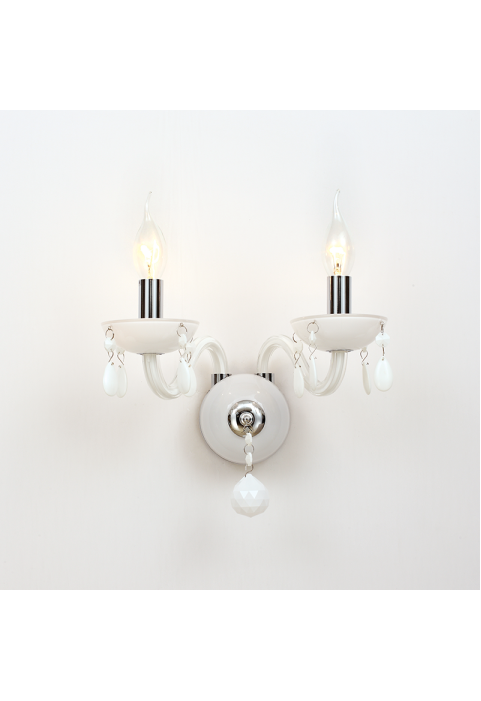 NETTO WALL MOUNTED LUMINAIR 2XE14 WHITE CRYSTAL + CHROME METAL 38X31CM TULIA