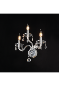 NETTO WALL LUMINAIR 3XE14 CLEAR CRYSTAL + CHROME METAL 38X40CM TULIA