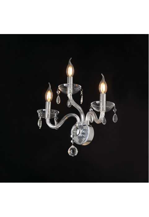 NETTO WALL LUMINAIR 3XE14 CLEAR CRYSTAL + CHROME METAL 38X40CM TULIA
