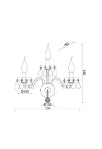 NETTO WALL LUMINAIR 3XE14 CLEAR CRYSTAL + CHROME METAL 38X40CM TULIA
