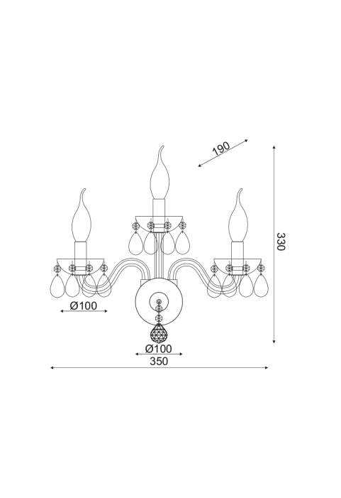 NETTO WALL LUMINAIR 3XE14 CLEAR CRYSTAL + CHROME METAL 38X40CM TULIA