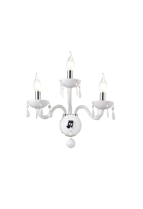 NETTO WALL MOUNTED LUMINAIR 3XE14 WHITE CRYSTAL + CHROME METAL 38X40CM TULIA