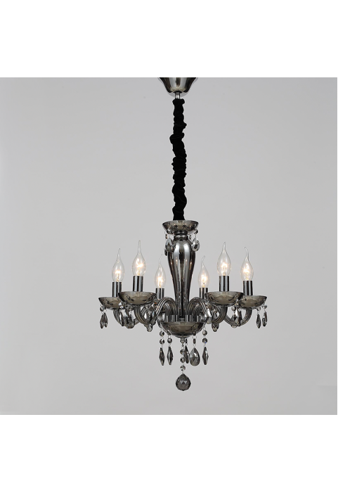 NETTO PENDANT LUMINAIR 6XE14 TINT CRYSTAL + CHROME METAL Φ45×Η168CM TULIA