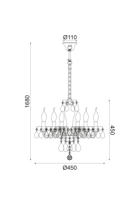 NETTO WALL MOUNTED LUMINAIR 6XE14 WHITE CRYSTAL + CHROME METAL Ö45×Ç168CM TULIA
