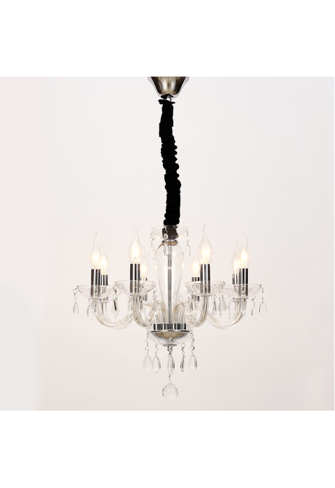 NETTO WALL LUMINAIR 8XE14 CLEAR CRYSTAL + CHROME METAL Φ49×Η168CM TULIA