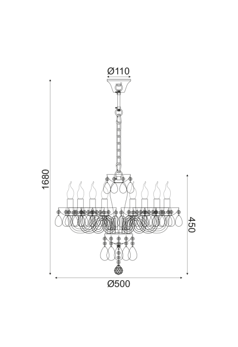 NETTO WALL LUMINAIR 8XE14 CLEAR CRYSTAL + CHROME METAL Φ49×Η168CM TULIA