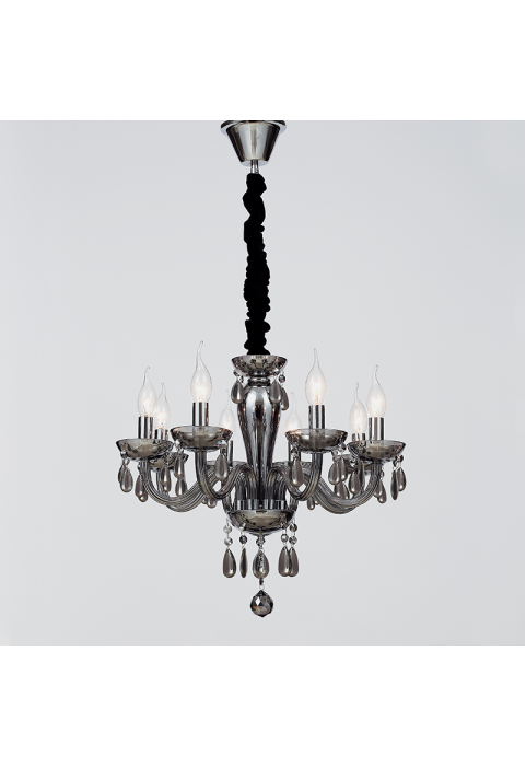 NETTO PENDANT LUMINAIR 8XE14 TINT CRYSTAL + CHROME METAL Φ49×Η168CM TULIA