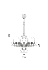 NETTO PENDANT LUMINAIR 8XE14 WHITE CRYSTAL + CHROME METAL Φ49×Η168CM TULIA