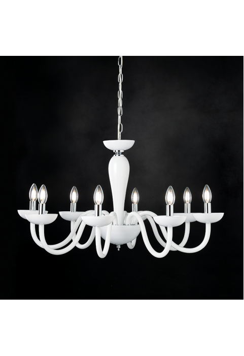ПОЛИЛЕЙ ACA LIGHTING / PENDANT LUMINAIR 8XE14 WHITE CRYSTAL + CHROME METAL Φ79×Η168CM LUNARIA