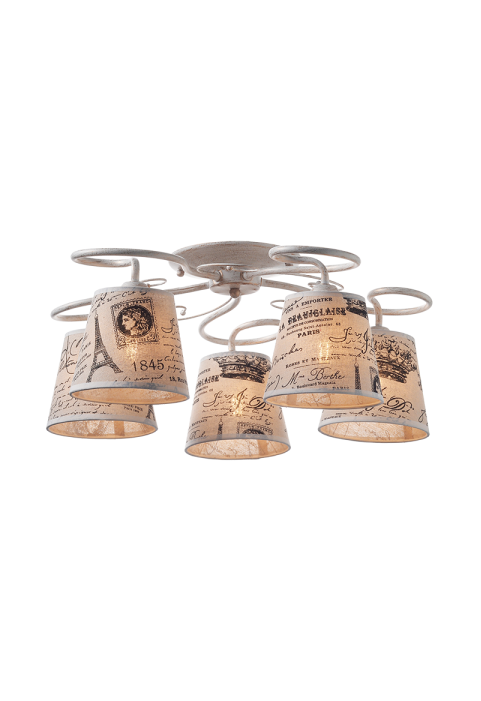 NETTO CEIL 5ΧΕ14 METAL METAL WHITE-GOLD+SHADE Φ58ΧΗ22CM LAVA