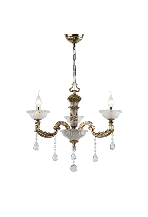 NETTO PENDANT 3ΧΕ14 METAL BRASS+CRYSTAL Φ62ΧΗ97CM ROMANOFF