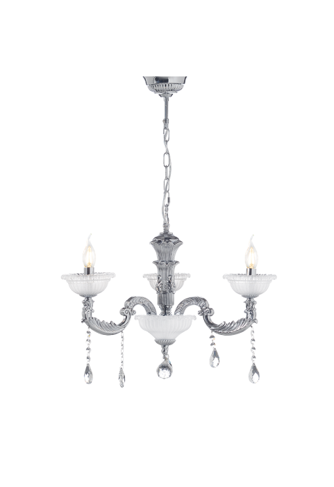 NETTO PENDANT 3ΧΕ14 METAL CHROME+CRYSTAL Φ62ΧΗ97CM ROMANOFF