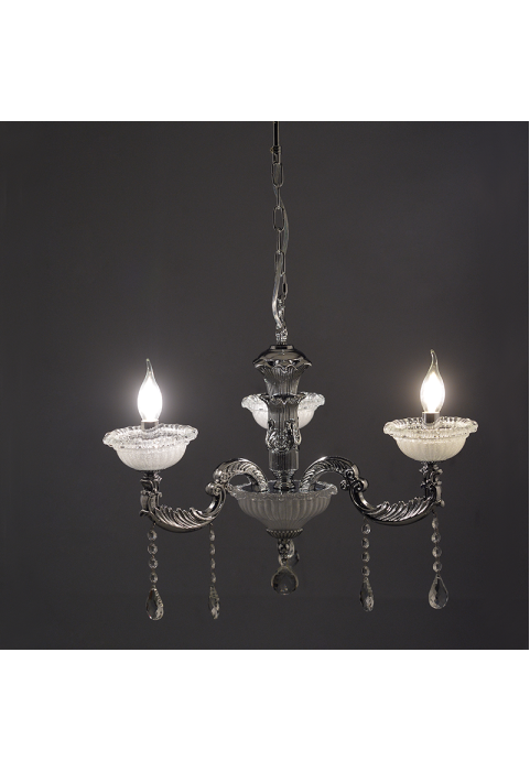 NETTO PENDANT 3ΧΕ14 METAL CHROME+CRYSTAL Φ62ΧΗ97CM ROMANOFF