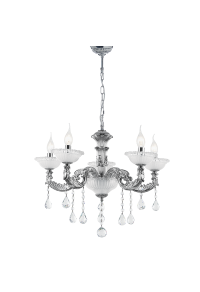 NETTO PENDANT 5ΧΕ14 METAL CHROME+CRYSTAL Φ62ΧΗ97CM ROMANOFF
