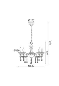 NETTO PENDANT 5ΧΕ14 METAL CHROME+CRYSTAL Φ62ΧΗ97CM ROMANOFF