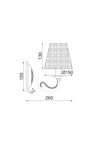 АПЛИК  ЗА СТЕНА 1ΧΕ14 МЕТАЛ ЧЕРЕН И  БРОНЗ 25Χ15Χ26CM EDAM
