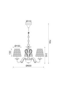 ПОЛИЛЕЙ ACA LIGHTING / 3XE14 METAL BLACK-COPPER Φ55XH85CM EDAM