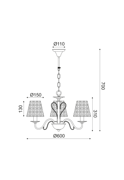 ПОЛИЛЕЙ ACA LIGHTING / 3XE14 METAL BLACK-COPPER Φ55XH85CM EDAM