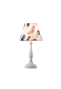 NETTO TABLE LUMINAIR 1ΧΕ14 METAL WHITE PURPLE+SHADE FEATHER Φ28ΧΗ53CM ZIZEL