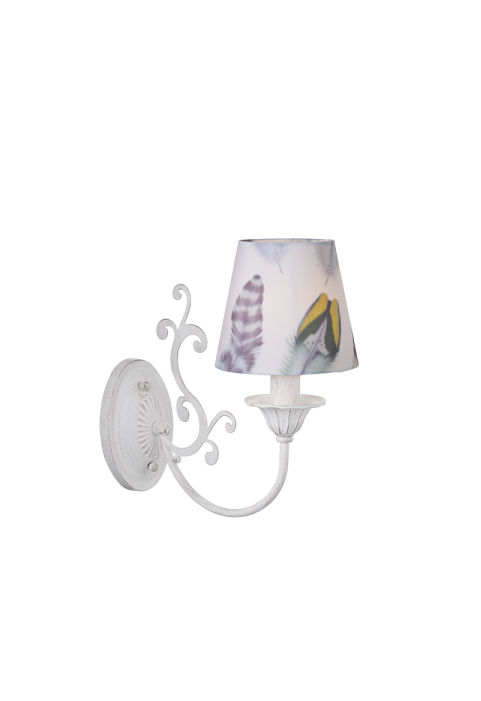 NETTO WALL LUMINAIR 1ΧΕ14 METAL WHITE PURPLE+SHADE FEATHERS GREEN 29Χ14Χ30CM ZIZEL