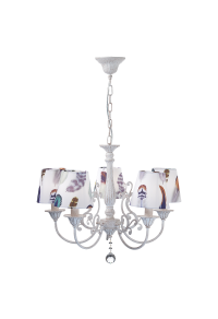 NETTO PENDANT 5ΧΕ14 METAL WHITE PURPLE+SHADE FEATHERS Φ60ΧΗ93CM ZIZEL