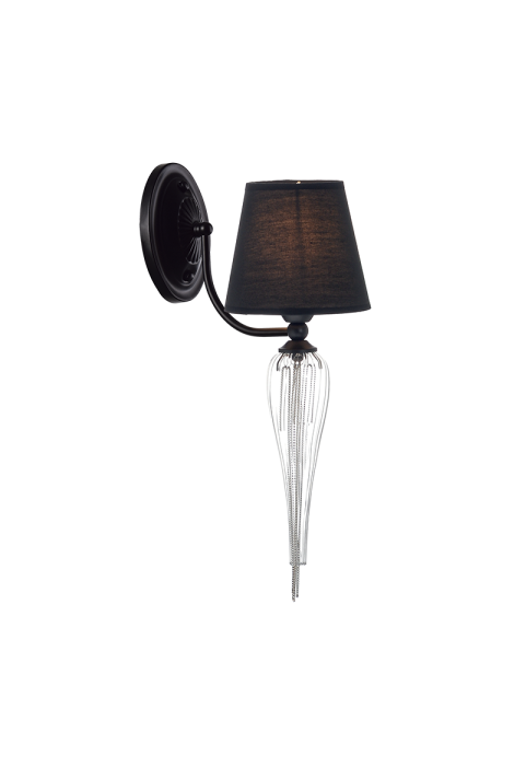 NETTO WALL LUMINAIR 1ΧΕ14 METAL BLACK+SHADE+GLASS+CHROME CHAIN 25Χ15Χ52CM PALERMO
