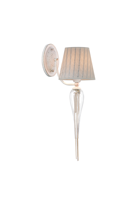 ^ PHASING OUT WALL LUMINAIR 1ΧΕ14 METAL WHITE-GOLD+SHADE+GLASS+COLD CHAIN 25Χ15Χ52 PALERMO