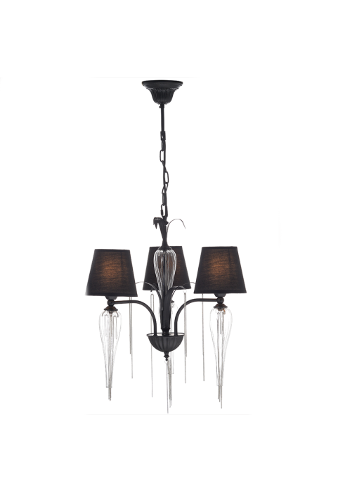 NETTO PENDANT 3ΧΕ14 METAL BLACK+SHADE+GLASS+ CHROME CHAIN Φ53ΧΗ102CM PALERMO
