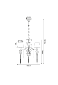 NETTO PENDANT 3ΧΕ14 METAL BLACK+SHADE+GLASS+ CHROME CHAIN Φ53ΧΗ102CM PALERMO