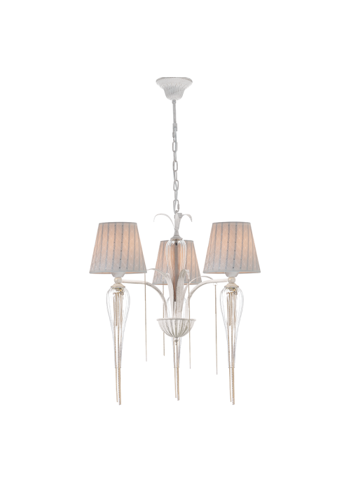 NETTO PENDANT 3ΧΕ14 METAL METAL WHITE-GOLD+SHADE+GLASS+GOLD CHAIN Φ53ΧΗ102 PALERMO