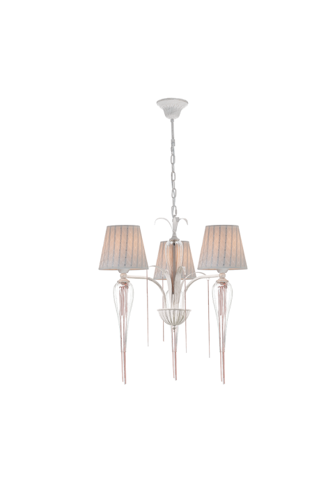 NETTO PENDANT 3ΧΕ14 METAL METAL WHITE-GOLD+SHADE+GLASS+CHAIN ROSEGOLD Φ53ΧΗ102 PALERMO