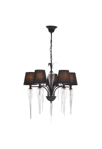 NETTO PENDANT 5ΧΕ27 METAL BLACK+SHADE+GLASS+CHAIN Φ61ΧΗ102CM PALERMO