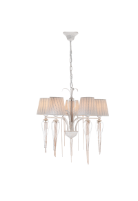 NETTO PENDANT 5ΧΕ14 METAL WHITE-GOLD+SHADE+GLASS+GOLD CHAIN Φ61ΧΗ102CM PALERMO