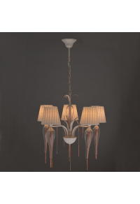 NETTO PENDANT 5ΧΕ14 METAL WHITE-GOLD+SHADE+GLASS+CHAIN ROSEGOLD Φ61ΧΗ102CM PALERMO