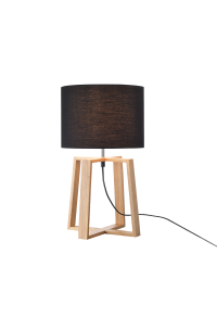 ^ PHASHING OUT TABLE LUMINAIRE 1ΧΕ14 WOOD+BLACK SHADE Φ25ΧΗ43,3CM MONTANA