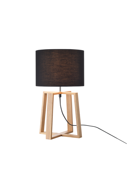^ PHASHING OUT TABLE LUMINAIRE 1ΧΕ14 WOOD+BLACK SHADE Φ25ΧΗ43,3CM MONTANA
