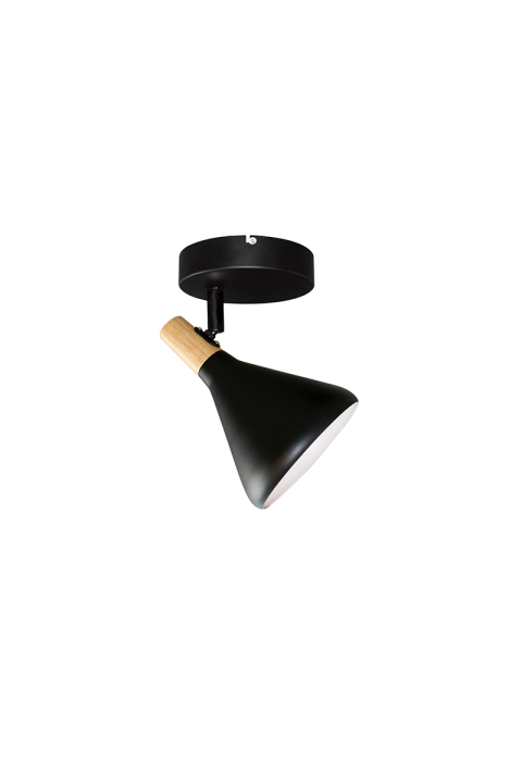 NETTO WALL MOUNTED LUMINAIRE 1ΧΕ14 METALLIC BLACK+ WOOD Φ12Χ14,6CM FJORD