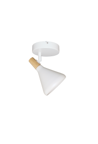 ^ PHASING OUT WALL MOUNTED LUMINAIRE 1ΧΕ14 METALLIC WHITE+ WOOD Φ12Χ14,6CM FJORD