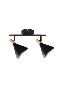 ^ PHASING OUT WALL MOUNTED LUMINAIRE 2ΧΕ14 METALLIC BLACK+ WOOD Φ12Χ32Χ17CM FJORD