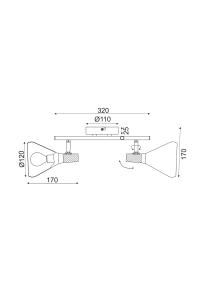 ^ PHASING OUT WALL MOUNTED LUMINAIRE 2ΧΕ14 METALLIC BLACK+ WOOD Φ12Χ32Χ17CM FJORD