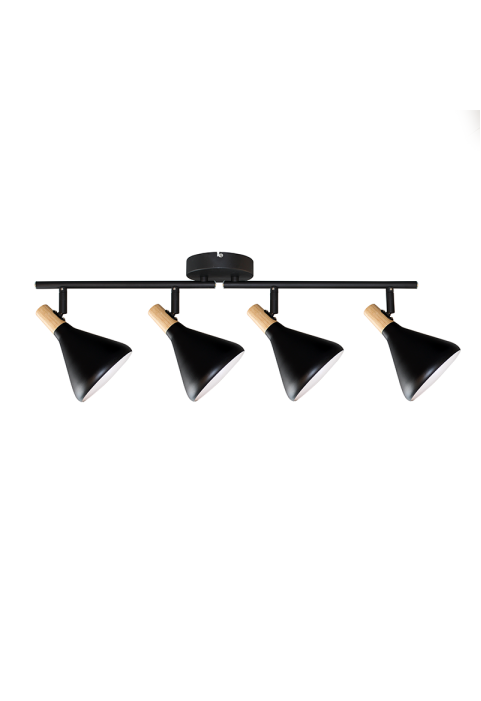 NETTO WALL MOUNTED LUMINAIRE 4ΧΕ14 METALLIC BLACK+ WOOD Φ12Χ67,4Χ17CM FJORD