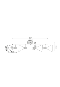 NETTO WALL MOUNTED LUMINAIRE 4ΧΕ14 METALLIC BLACK+ WOOD Φ12Χ67,4Χ17CM FJORD