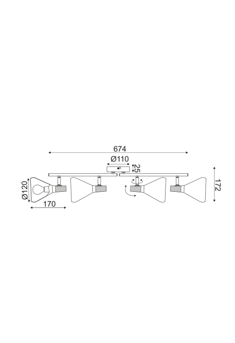 NETTO WALL MOUNTED LUMINAIRE 4ΧΕ14 METALLIC BLACK+ WOOD Φ12Χ67,4Χ17CM FJORD